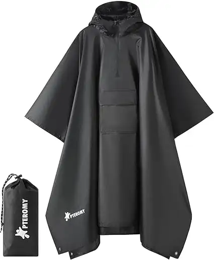 PTEROMY Hooded Rain Poncho for Adult with Pocket - 51 m8qktaql._ac_sx425_